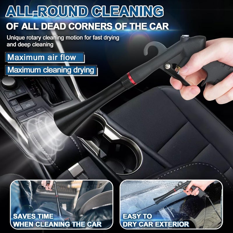 Senduzll Tornado Car Cleaning Gun, Dry Car Detailing Tools, Aluminum Alloy Bearing Nozzlefor, Car Quickly Blasts Dirt and Dust Works with Air Compressor (Black) - Image 3